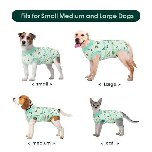 Kuoser Recovery Suit for Dogs Cats, Soft Dog Surgery Suit Female Male Spay | Professional Dog Onesie for Surgery, Substitute E-Collar & Cone, Prevent Licking Dog surgical suit Pet Neuter Suit - color: Avocado, size: X-small (Back:8.3-11.4'', Weight:4-7 Lb