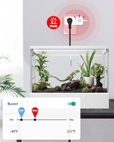 MOCREO Temperature Controller Reptile Thermostat Outlet, Bluetooth Temp Control Plug with Alarm for Terrarium Heat Mat Heating Pad, Greenhouse, Homebrew Fermenter, 100~240V 10A 1100W