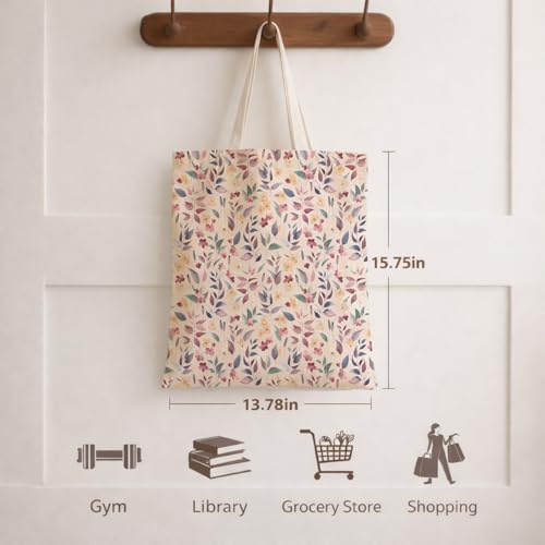 Vintage Floral Canvas Tote Bag, Aesthetic Botanical Reusable Grocery Bags for Women, Elegant Floral Lover Gift Tote - color: Color26