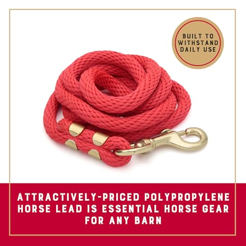 Weaver Equine Performance Lead Rope, Lime Zest, 8' Horse Value Rope with Brass Plated 225 Snap, Soft Comfort Grip, Barn Horse Tack for Daily Use - color: Red