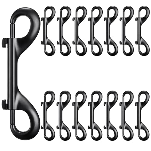 Double Ended Bolt Snaps Hook Zinc Alloy Double Trigger Metal Clips for Hanging Horse Tack Sling Feed Barns Water Buckets Linking Dog Leash Collar Leash Key Chain Horse Feeding Supplies 15 Pieces - size: 3.5 inch black