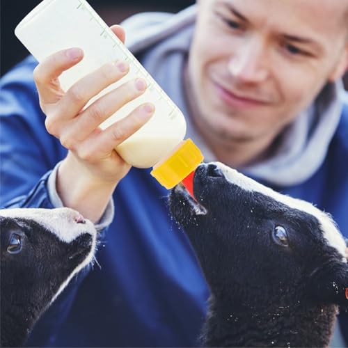 NUOBESTY 1 Set Lamb Feeding Bottles Calf Nursing Feeder Bottles with 8 Replaceable Nipples for Livestock Feeding
