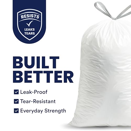 Plasticplace 8 Gallon Trash Bags: Premium White Drawstring Garbage Bag, 0.7 Mil Thickness, Durable Trash Can Liners, Garbage Bags for your Trash Can, Ring Size 22" x 22" (Pack of 100) - size: 100 Count (Pack of 1)
