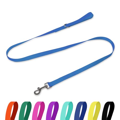 Waterproof Dog Leash, 5/6 FT Durable Odor-Proof Dog Leashes with Strong Metal Hooks Fits Small Medium or Large Dogs (Blue, 6FT - 1 inch Width) - color: Blue, size: 6FT - 1 inch Width
