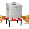 3 Gal Galvanized Steel Poultry Waterer, Automatic Poultry Waterer | Chicken Waterer with 4 Water Cups, Reinforced Base & Secure Latch, Heavy Duty Watering System for Backyard Chickens Ducks