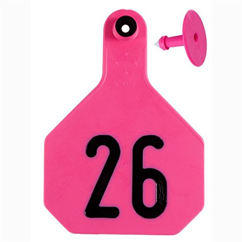Y-Tex 4 Star Large Cattle Ear Tags Pink Numbered 126-150
