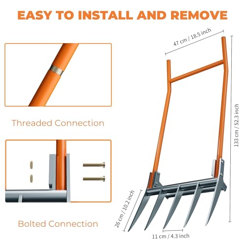 Broadfork Garden-Tool Heavy-Duty Broad Fork - 50cm Wide 5 Tines Digging Fork with Pedals, Robust Durable Garden Fork for Loosening Soil and Weed Removal