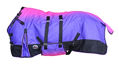 Challenger 1200D Turnout Waterproof Rain Horse Sheet Light Winter Blanket 393B - color: Berry Ombre, size: 68 inches