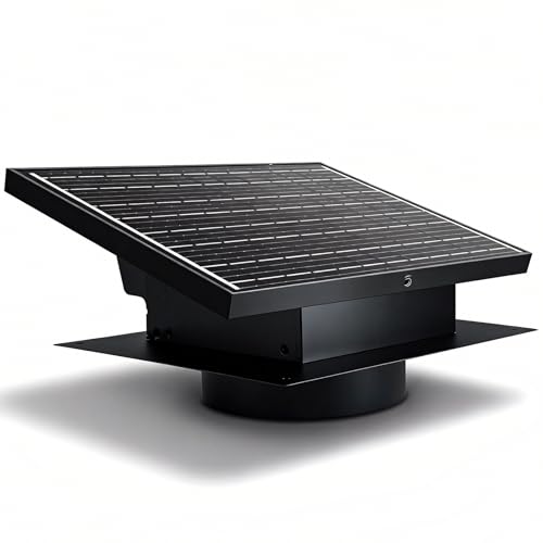 Bghdas 25W Solar Attic Fan, 8 Inch Waterproof Roof Vent Exhaust Fan | IP68 waterproof solar roof vent, ideal ventilation for garage, shop, greenhouse and warehouse