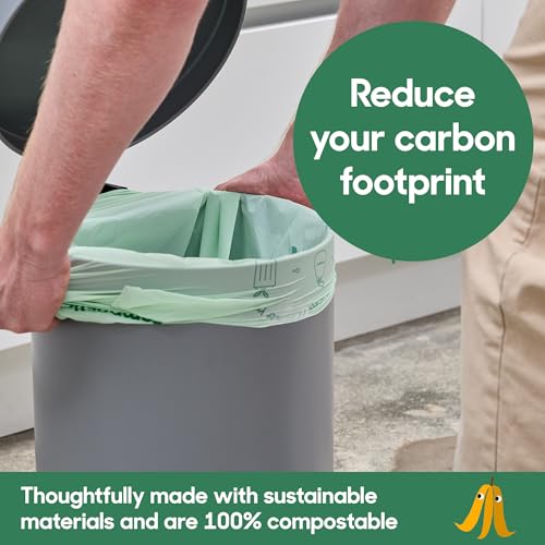 Compostic Compostable 3 Gallon Bathroom Trash Bags, 50 Ct | Fits 3 Gallon Bins, Extra Strong & Leak-Proof, Home Compostable, Unscented, BPA & GMO Free - size: 50 Count (Pack of 1), style: Small 3 Gallon