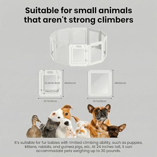 10Pcs Free Angle Plastic Dog Playpen, All-in-One Assemble Playpen Divider, Durable Safety Play Pen Indoors, Puppy, Cat, Small Animal (White, 59.06" × 39.37" × 23.6")