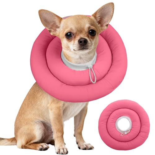 IDOMIK Dog Recovery Collar, Waterproof Soft Dog Cone After Surgery | Comfy Protective Elizabethan Collar Alternative for Dogs Cats, Adjustable Pet Neck Donut Cone Anti-Licking Wounds,Rose,S - color: Rose Red, size: S