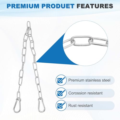 PATIKIL Gate Chain Lock, (15.8Inch, Silver) (2Pcs)304 Stainless Steel Hanging Chain Lock for Stall Barn/Cabinet/Fence/Hammock/Pet Cages - size: 15.75
