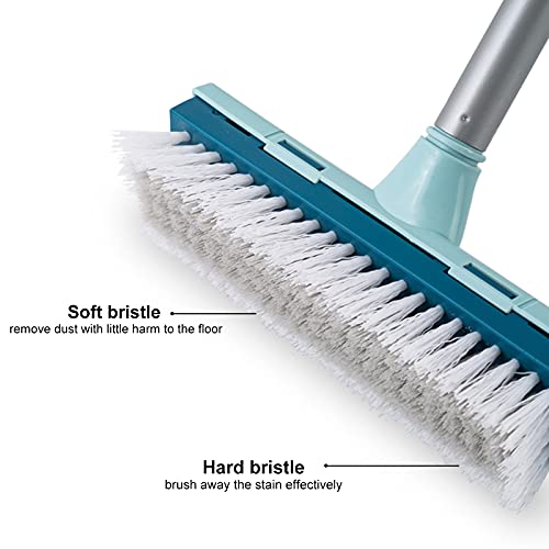 BOOMJOY Floor Scrub Brush with Long Handle, 2 in 1 Scrape and Brush, Stiff Bristles for Cleaning Bathroom, Patio, Garage, Kitchen, Deck, Tile, Blue - color: Blue