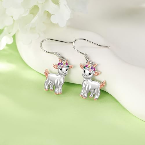 Goat Earrings 925 Sterling Silver Sheep Earrings Goat Jewelry Gifts for Women Mom Wife