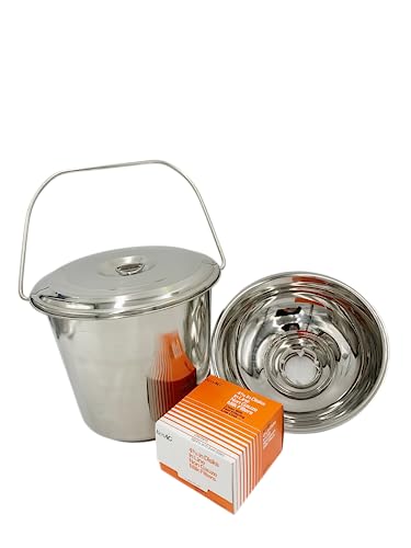 SS Strainers (Medium Strainer & Pail Combo, 10 L Pail & Strainer Combo) - color: 10 L Pail & Strainer Combo, size: Medium