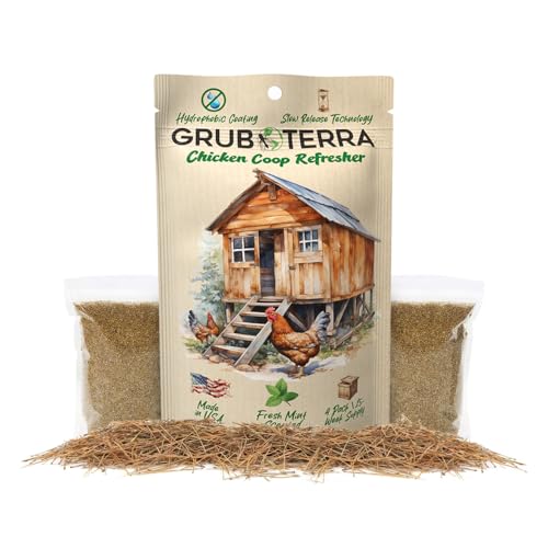 GrubTerra Chicken Coop Odor Eliminator, Coop Refresher & Litter Deodorizer – Zero Odor Neutralizer for Chicken Bedding, Sand, Nesting Pads & Runs - Mint Scent