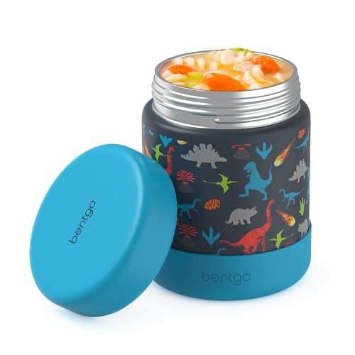 Bentgo Kids Stainless Steel Leak-Proof Food Jar for Hot or Cold Food | 11 fl oz Double Insulated Container with Removable Silicone Bumper, Dishwasher Safe, Easy Open Lid, Ages 3+ (Dinosaur)) - color: Dinosaur