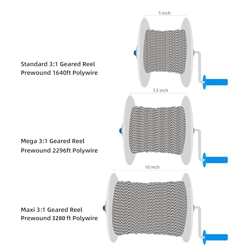 Electric Fence Maxi 3:1 Geared Reel Prewound 3280ft 6 Strands Polywire PK1 - size: 3280 ft x 1 Maxi Reel