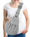SlowTon Dog Carrier Sling - Thick Padded Shoulder Strap Adjustable, Cloud S | Dog Carriers for Small Dogs, Puppy Carrier Purse for Pet Cat with Front Zipper Pocket Safety Belt Machine Washable - color: D-Light Grey Knitted Fabric