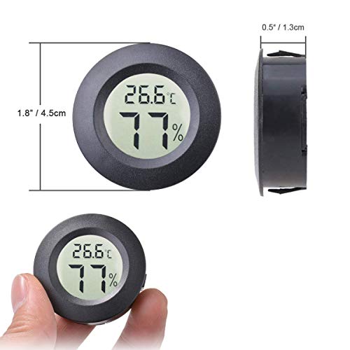 2pcs Mini Hygrometer Thermometer Indoor Outdoor Round Humidity Meter | 3D Printer Temperature Gauge Humidity Sensor Fahrenheit Switchable Celsius Monitor for Reptile Jars
