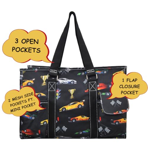NGIL Utility Water Resistant Tote Bag | Work Tote for Women, Nurse Bag, Teacher's Choice Purse, Gym Bag, Everyday Organizer Top Zipper Closure - color: Racecar-black