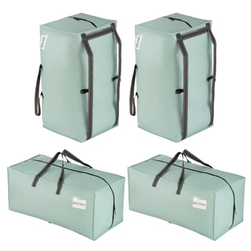 VENO 4 Pack Heavy Duty Moving Bags with Backpack Straps, Zippers & Handles, Extra Large Packing Bags for College Dorm Essentials, Moving Supplies Alternative to Cardboard Moving Boxes - color: Light Green Matte, size: 4 Pack