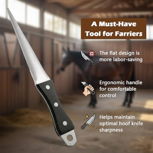 Hoof Knife Sharpener, Farrier Tool, Honing Rod with Solid Wood Handle, Portable Knife & Tool Sharpener with Lanyard for Hoof Care(Size:2 Pcs)