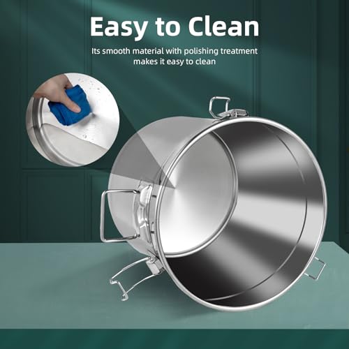 5.5Gal 304 Stainless Steel Airtight Canister with Lid and Locking Clamp, Rice Cereal Grain Canisters Container, Metal Rice Bucket for Kitchen,Dog Food, Bird Seed, Coffee, Cookies Storage(Silver-21L) - color: Silver-21L