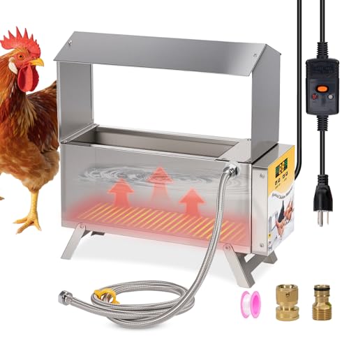 Chicken Waterer Heater for Winter 5L with Adjustable Leg Thermostat Control | Automatic Chicken Water Heated Freeze-Proof Poultry Water Heater Chciken Coop Accessories for Chicken Goose Duck