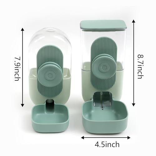 Kenond 35oz Rabbit Food Bowl,Bunny Water Dispenser,Feeders Waterer for Cage | Hanging Auto Ferret Food Water Dispenser, Auto Gravity Pet Feeder and Waterer Set, Cage Cat Food Bowl Dog Feeding Station - color: Green Waterer and Feeder C
