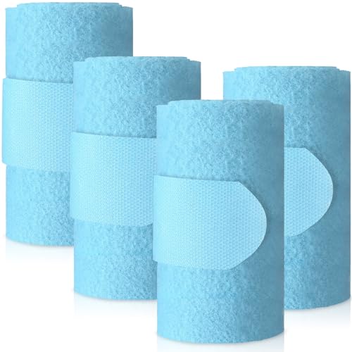 Set of 4 Horse No Bow Bandage 3D Contoured Standing Wrap Bandages Stable Nylon Horse Leg Wraps for Helping Prevent Horse from Tendon Damage and Keep Horses Clean and Safe(Light Blue) - color: Light Blue