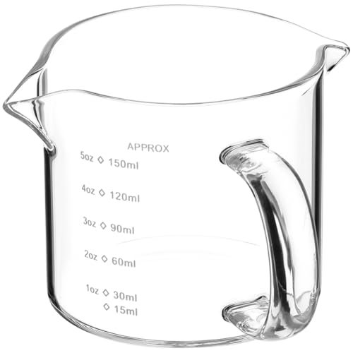 Yardwe Transparent Milk Pitcher 5 Oz Measuring Cup with Spout Household Creamer Pitcher for Coffee Milk Pudding and Ice 3.93 X 2.75 X 2.55 in