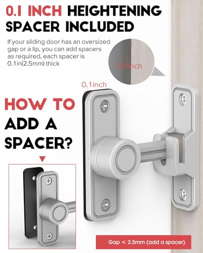 Heavy Duty Gate Latches 90 Degree Right Angle Barn Door Lock, Anti-Theft Sliding Door Lock Latch for Wooden Fence Garden Bathroom Outdoor Garage Window Include Screw (Silver) | Anti-Theft Sliding Door Lock Latch for Wooden Fence, Garden, Bathroom, Outdoor