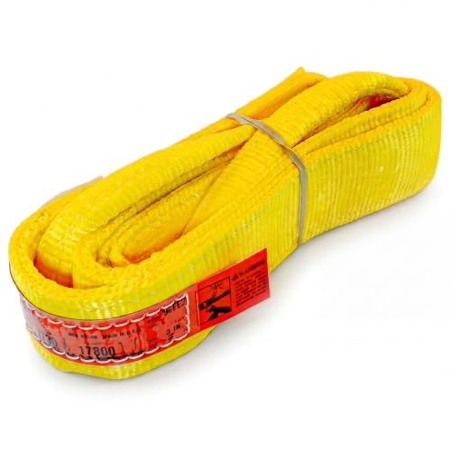 DD Sling 3 Inch x 8 Foot Nylon Lifting Sling – USA Made, 8,900 lb Vertical, 7,200 lb Choker, 17,800 lb Basket – 2-Ply Heavy Duty 900 Webbing, Type 4 Twisted Eye & Eye Rigging Sling - size: 3 in x 8 ft