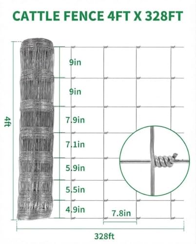 Hinge Knot Livestock Fencing for Cattle Goats Sheep Hog, Heavy Duty Durable Metal Field Fence for Pasture Yard Garden | Hinge Knot Livestock Fencing for Cattle Goats Sheep Hog, Heavy Duty Durable Metal Field Fence for Pasture Yard Garden