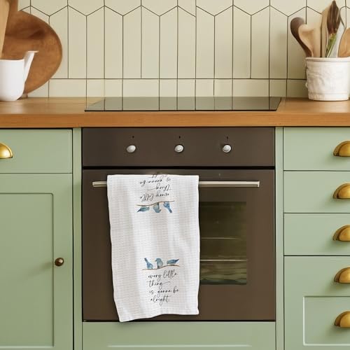 Spring Blue Birds Kitchen Towels - Every Little Thing Is Gonna Be Alright - 16 x 24 Inches Kitchen Hand Dish Towels - Decorative Fast Drying Home Dishcloth - Dishcloth Gifts For Friends Family- A02 - color: Watercolor Birds-2