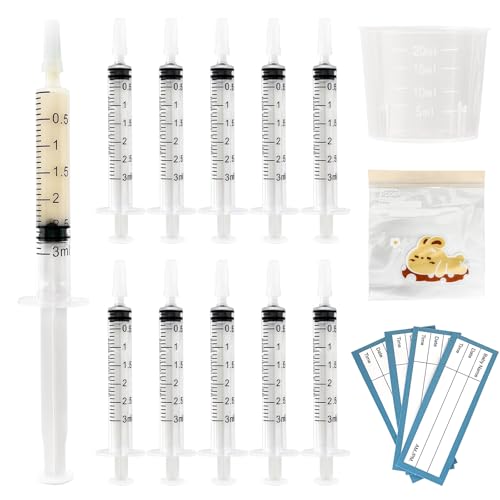 50 Sets 3mL Colostrum Syringes with Caps,Colostrum Collector kit | 50PCS 3mL Sterile Syringe, 50 Labels, 5 Storage Bags and 1 Measuring Cup