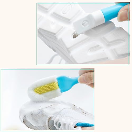 Andiker Professional Cleaning Shoe Brush, Multifunctional Long Handle Shoe Brush Cleaner, Hangable Soft Bristle Shoes Cleaning Brush (Blue) - color: Blue