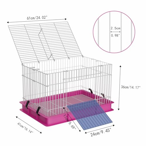 STILLCOVE Small Rabbit Cage Indoor, with Water Bottle & Food Bowl & Mat | Heightened Base, Easy to Clean, Small Animal Enclosure for Bunny, Hamster, Ferret, Rat, Chinchilla, Hedgehog, Gerbil, Mouse - size: 24.0"L x 16.1"W x 14.2"H