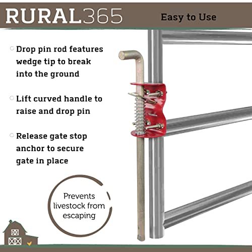 Rural365 Farm Gate Anchor Cane Bolt 18in - Farming Livestock Spring-Loaded Fence Gate Drop Rod Cattle Gate for Tube Gate