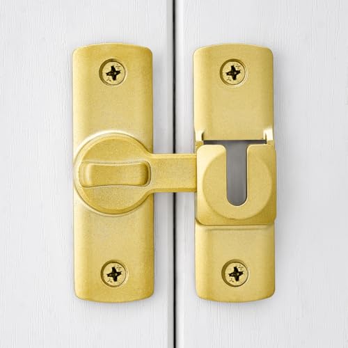 Gold Barn Door Latches,90/180 Degree Gate Lock_D | Aluminum Alloy Right Angle Door Lock Latch,Flip Gate Latches Hardware,Sliding Door Lock for Cabinets,Fence Gates,Pet Cage - color: Gold
