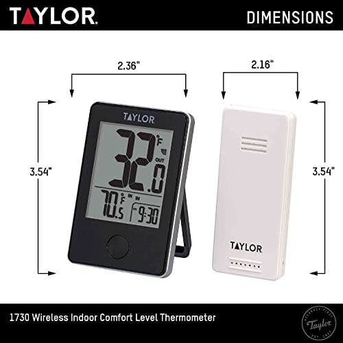 Taylor Wireless Digital Indoor Outdoor Thermometer, Easy to Read Numbers for Patio, Pool, and Indoor Areas, LCD, Black - color: Black
