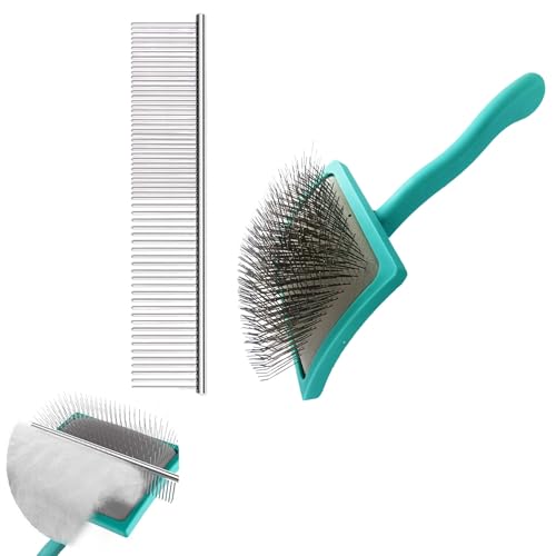 Extra Long Pin Dog Grooming Brush Haired Dogs & Pet Comb Value Kit,Dog Brushes for Goldendoodle, Labradoodle, Poodles - Pet Hair Brush for Medium & Long Haired Dogs-31mm pins - size: Vlaue Kit
