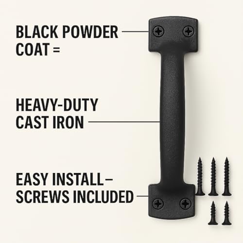 2-Pack 7 Inch Classic Barn Door Handle - Black Cast Iron Pull for Sliding Doors, Gates, Sheds, Fences, Closets - Indoor Outdoor Farmhouse Hardware - size: 7" - 2 Pack, style: Classic