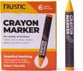 Universal Crayon Wax Marker for Industrial and Craft Detailed Marking on Lumber Metal Carton Ceramics Concrete Glass Plastic Tire, 4 x 1/2", Pack of 6 (Yellow) - color: Yellow