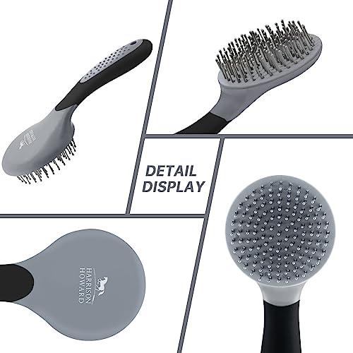 Harrison Howard Horse Mane and Tail Brush - Professional Grooming Brush, Equestrian Detangler, Non-Slip, Black - color: Black
