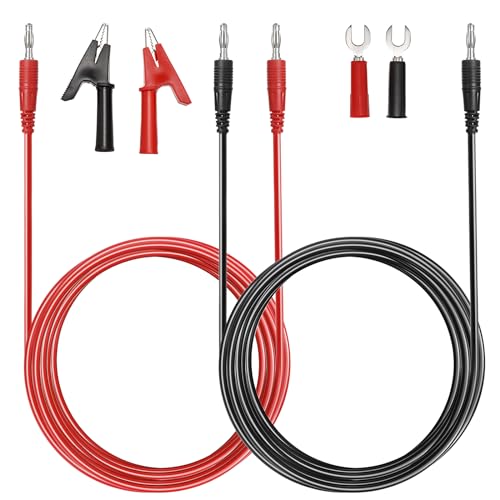 Sumnacon 4 in 1 Banana Plug Alligator Clip Pure Copper Fork Test Lead, 6.6 Ft Multimeter Flexible Test Lead Wire Cable with Protective Jack Copper Clamps for Electrical Testing 1000V/15A - size: 6.6 ft