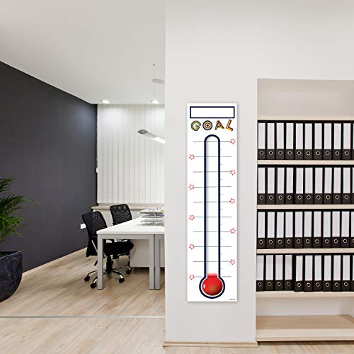 Goal Thermometer Chart Goal Tracker - 48"x12" Adhesive Dry Erase Fundraising Thermometer Sticker - color: White