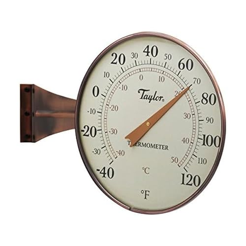 Taylor Heritage Collection Dial Indoor Outdoor Thermometer, Wireless Thermometer with Easy to Read Large Numbers for Patio, Pool, and Indoor Areas, 8.5-inch, Copper - style: Original